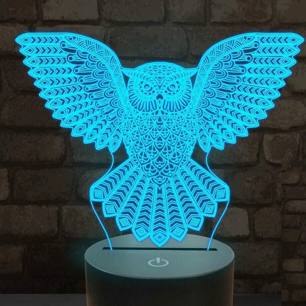 3D Owl Night Light Led Touch Switch Decor Table Desk Optical Illusion Lamps 7 Color Changing Lights Christmas Birthday babies - Image 1