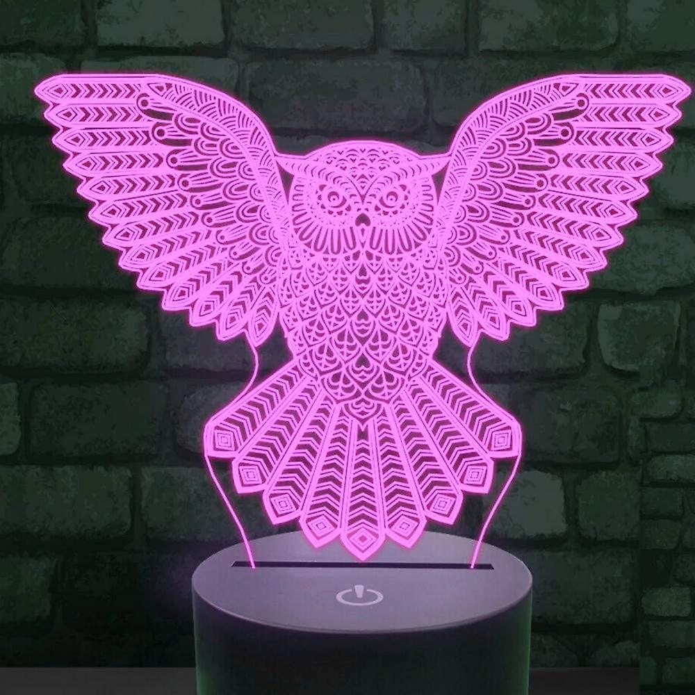 3D Owl Night Light Led Touch Switch Decor Table Desk Optical Illusion Lamps 7 Color Changing Lights Christmas Birthday babies - Image 2