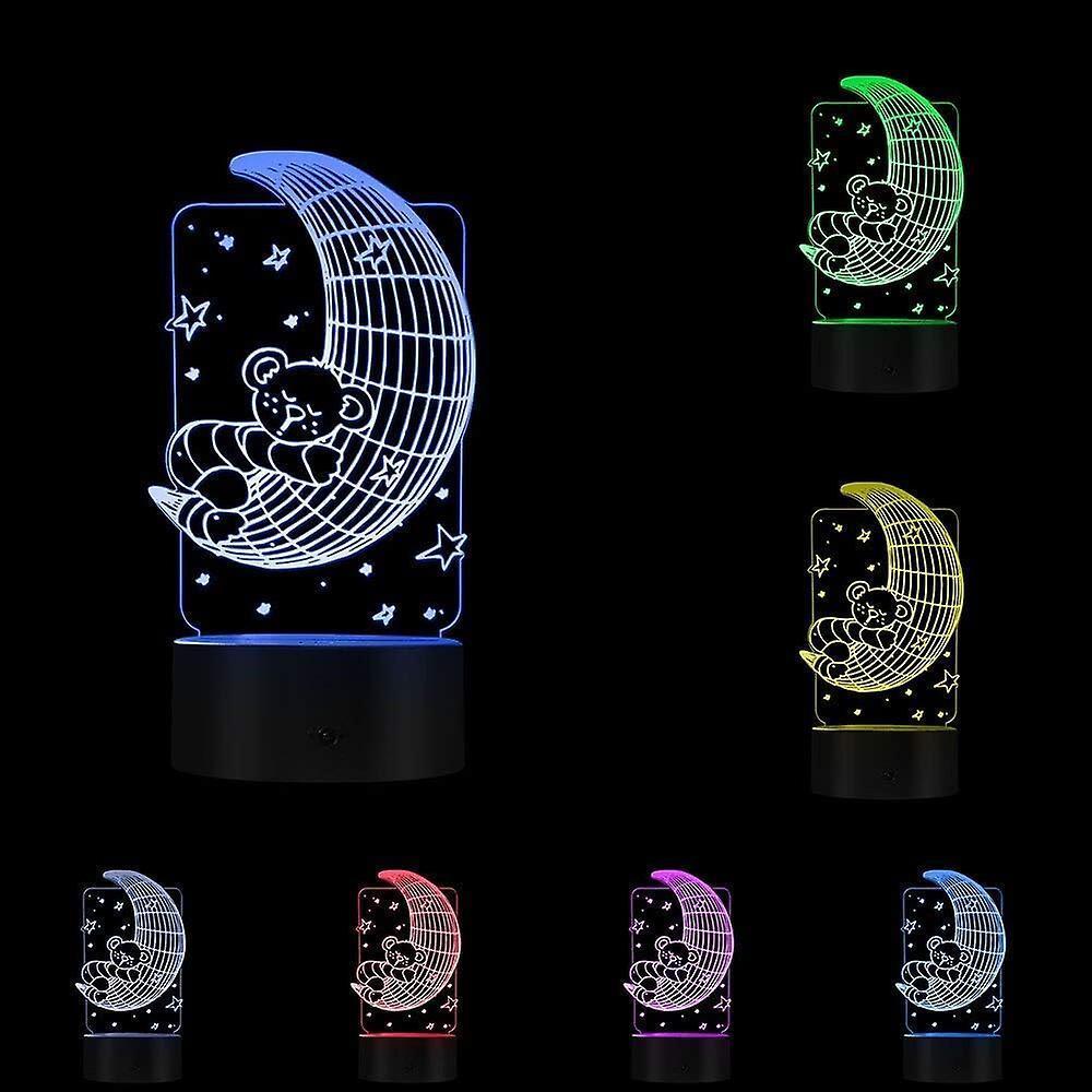 Koala Lying on The Moon 3D Effect Optical Illusion Night Light Nursery babies Room Decor Table Lamp Sleepy LED Illuminated Light - Image 1