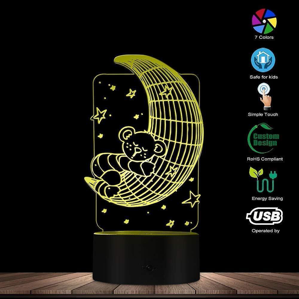 Koala Lying on The Moon 3D Effect Optical Illusion Night Light Nursery babies Room Decor Table Lamp Sleepy LED Illuminated Light - Image 3