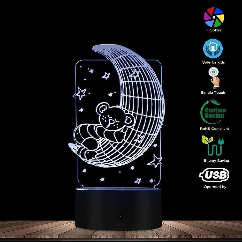 Koala Lying on The Moon 3D Effect Optical Illusion Night Light Nursery babies Room Decor Table Lamp Sleepy LED Illuminated Light - Image 4