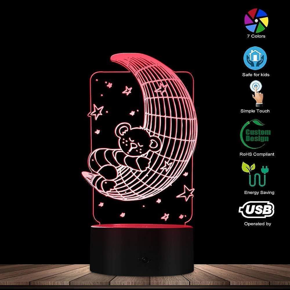 Koala Lying on The Moon 3D Effect Optical Illusion Night Light Nursery babies Room Decor Table Lamp Sleepy LED Illuminated Light - Image 5