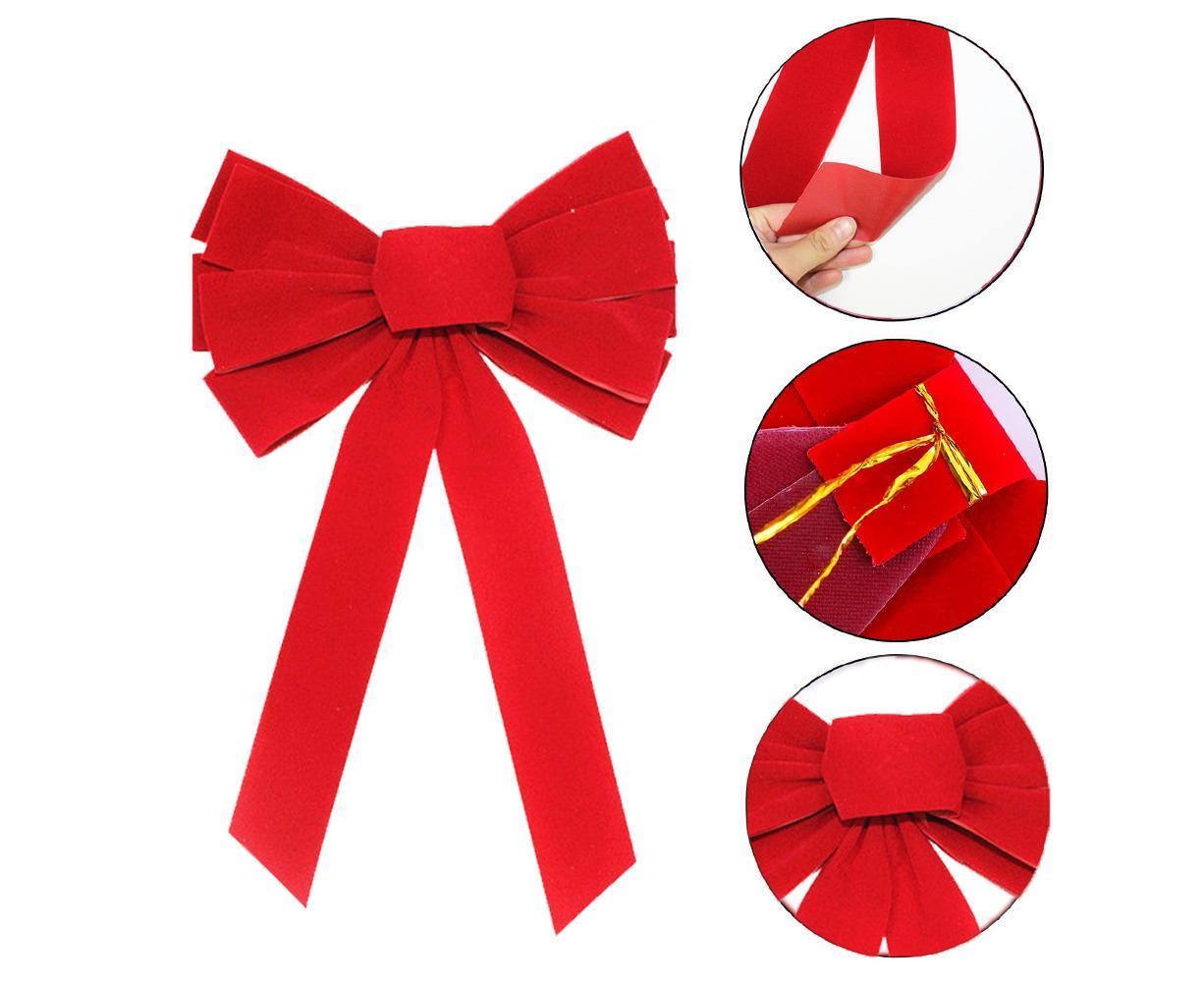 Christmas Decorations, Red Flannelette Christmas Bow - Image 3