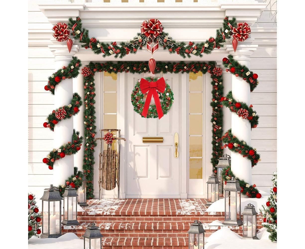 Christmas Decorations, Red Flannelette Christmas Bow - Image 5