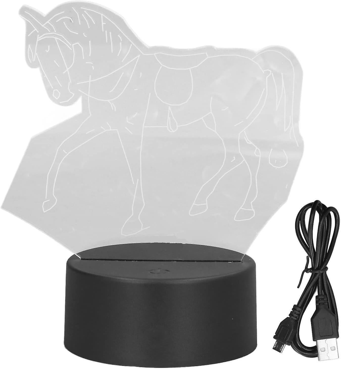 Horse Night Light, 3D Illusion Lamp, LED Light Optical Illusion Lamp with 7 Colors Changing Touch Switch(USB/Battery Power Supply) - Image 2