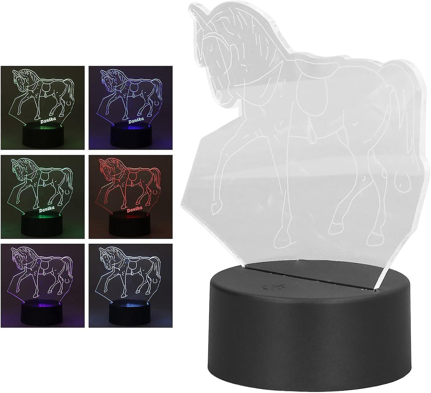 Horse Night Light, 3D Illusion Lamp, LED Light Optical Illusion Lamp with 7 Colors Changing Touch Switch(USB/Battery Power Supply) - Image 4