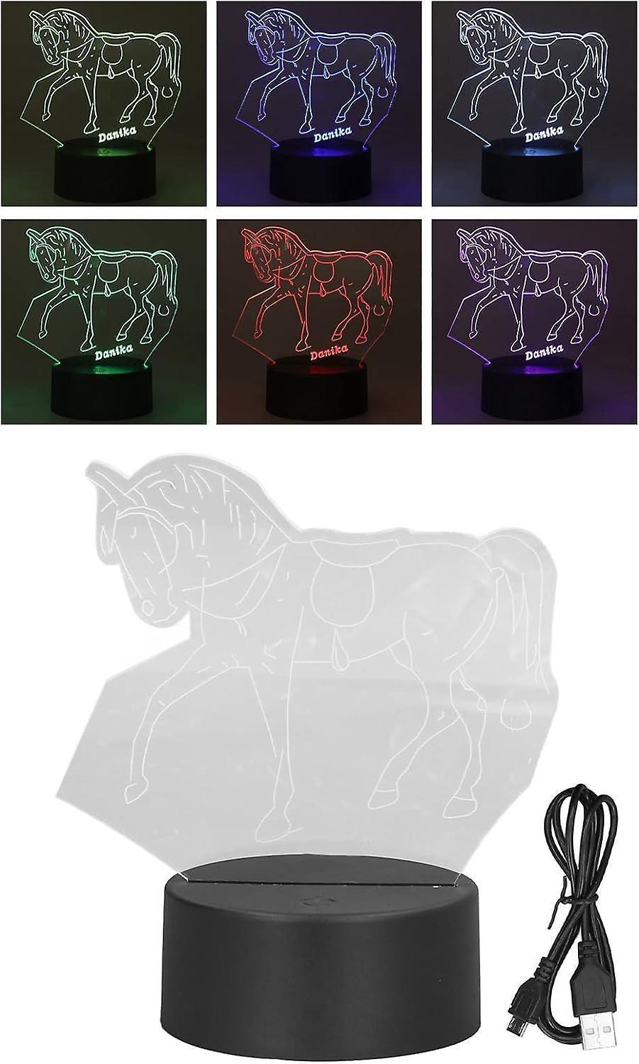 Horse Night Light, 3D Illusion Lamp, LED Light Optical Illusion Lamp with 7 Colors Changing Touch Switch(USB/Battery Power Supply) - Image 5