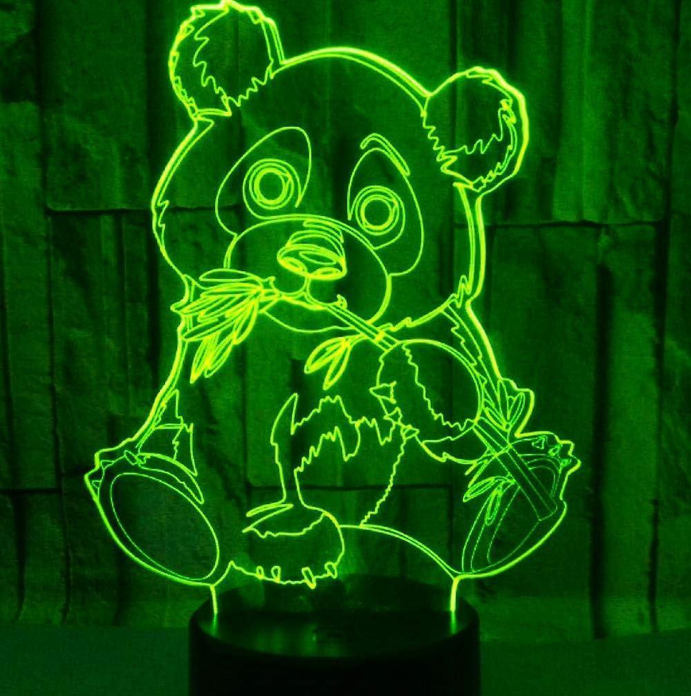 3D Panda Night Light Lamp Optical Illusion Animal Night Light 7 Color Changing Touch Switch Lamps Gift with Acrylic Flat ABS Base USB Cable Toy-Panda - Image 1