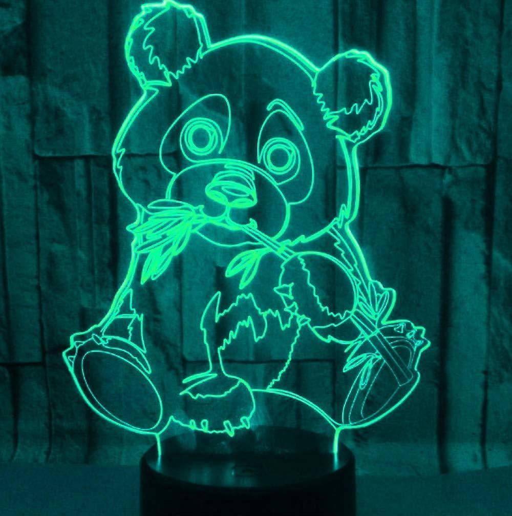 3D Panda Night Light Lamp Optical Illusion Animal Night Light 7 Color Changing Touch Switch Lamps Gift with Acrylic Flat ABS Base USB Cable Toy-Panda - Image 2