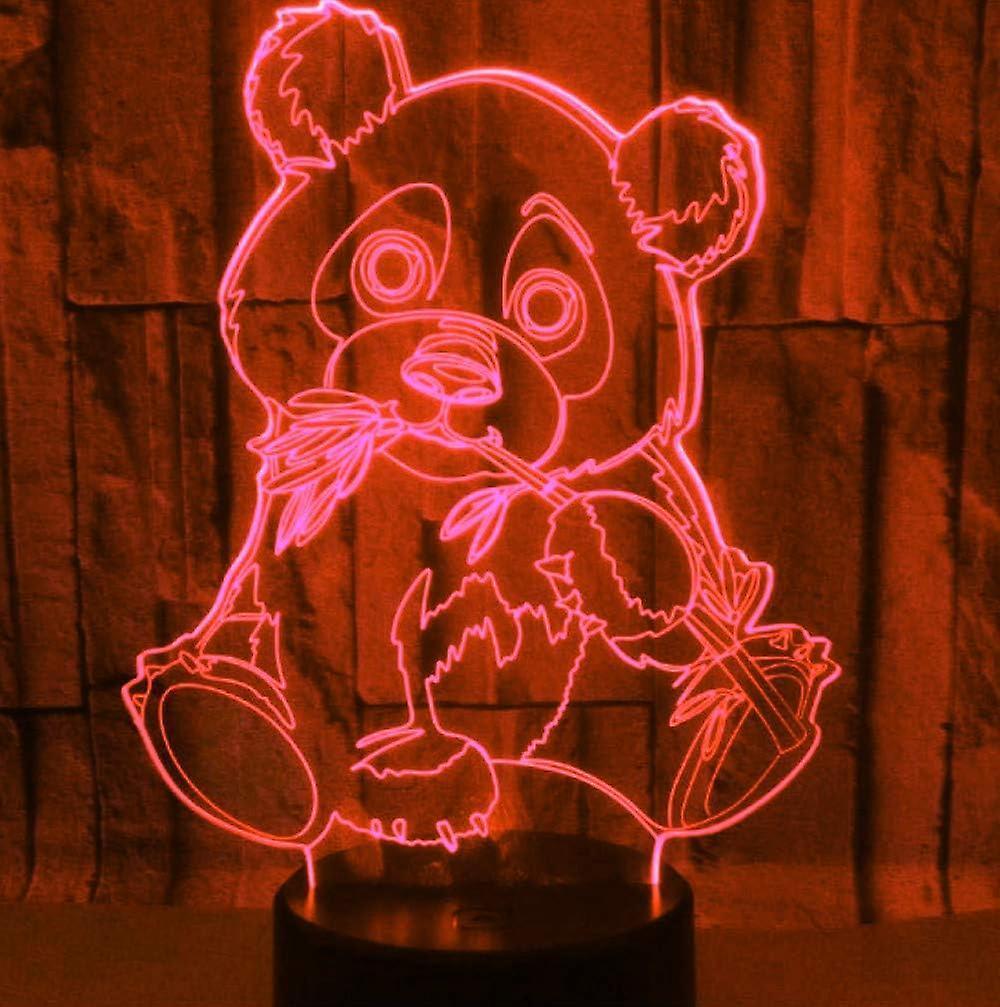3D Panda Night Light Lamp Optical Illusion Animal Night Light 7 Color Changing Touch Switch Lamps Gift with Acrylic Flat ABS Base USB Cable Toy-Panda - Image 3