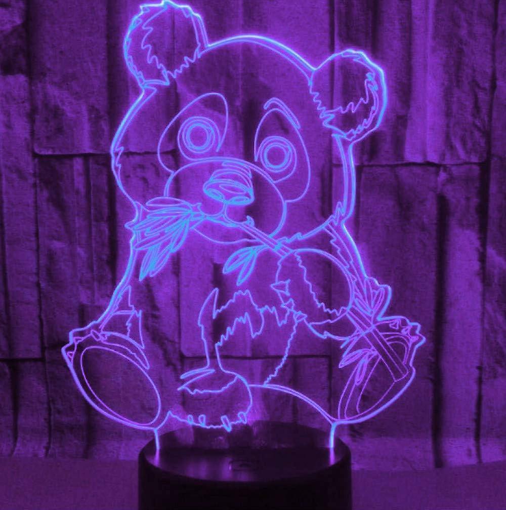 3D Panda Night Light Lamp Optical Illusion Animal Night Light 7 Color Changing Touch Switch Lamps Gift with Acrylic Flat ABS Base USB Cable Toy-Panda - Image 4