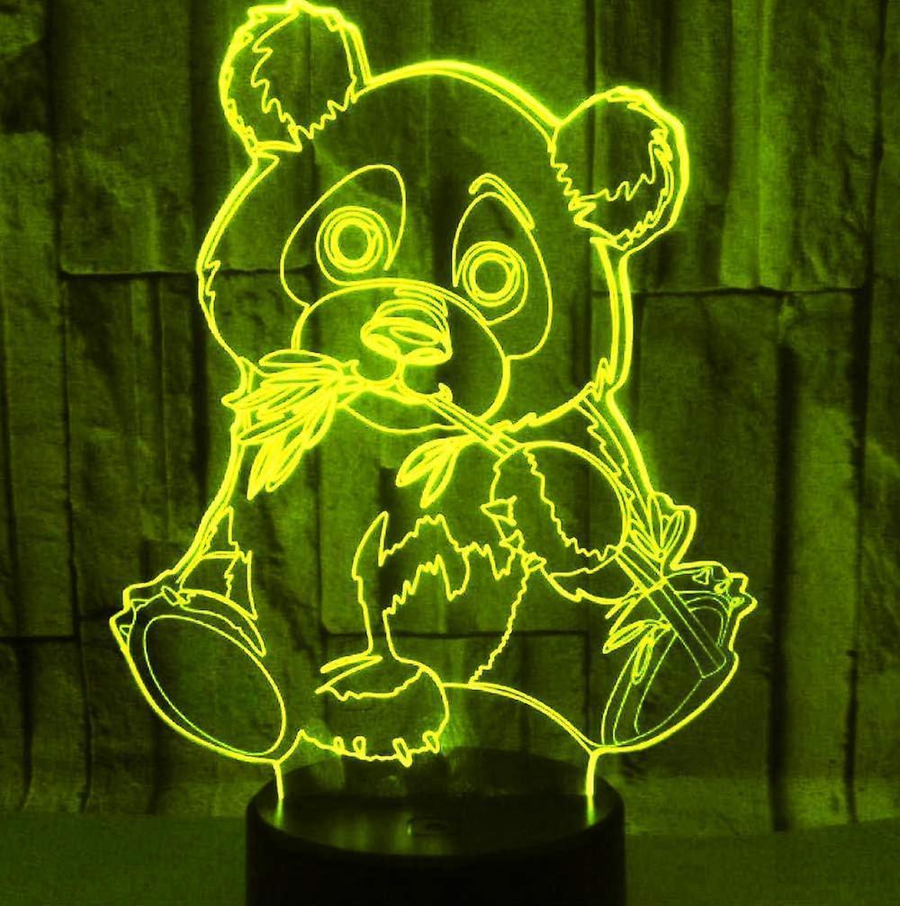 3D Panda Night Light Lamp Optical Illusion Animal Night Light 7 Color Changing Touch Switch Lamps Gift with Acrylic Flat ABS Base USB Cable Toy-Panda - Image 5
