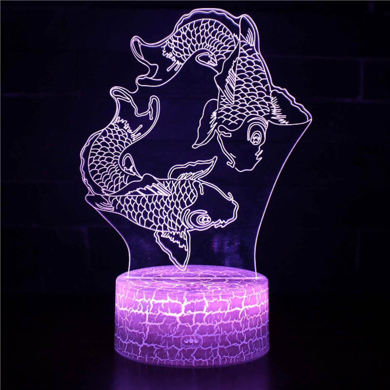 3D Optical Lamp Illusion Night Light Fat Fish 3D Table Lamp babies babies Birthday Gift Creative Light Gift Stereo Vision Colorful Nightlight - Image 1