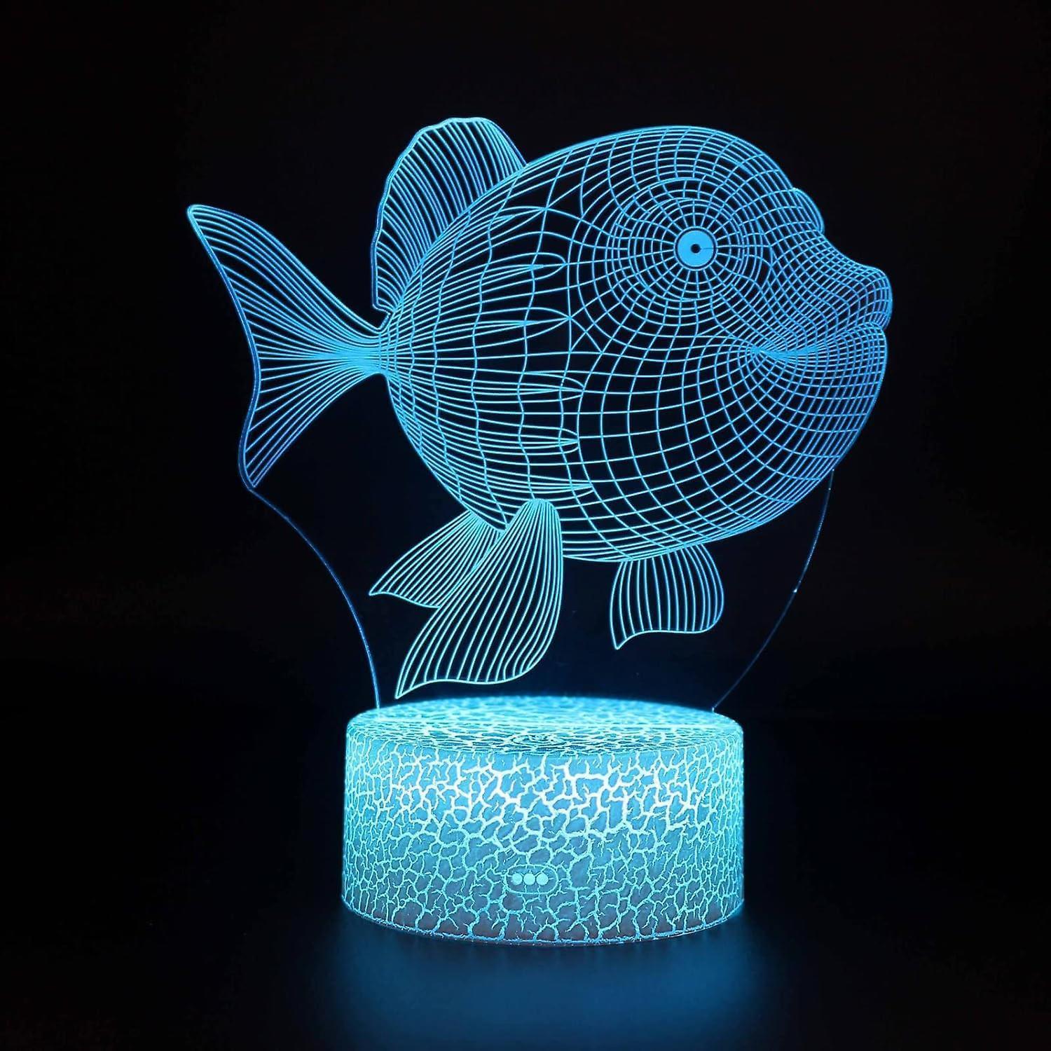 3D Optical Lamp Illusion Night Light Fat Fish 3D Table Lamp babies babies Birthday Gift Creative Light Gift Stereo Vision Colorful Nightlight - Image 1
