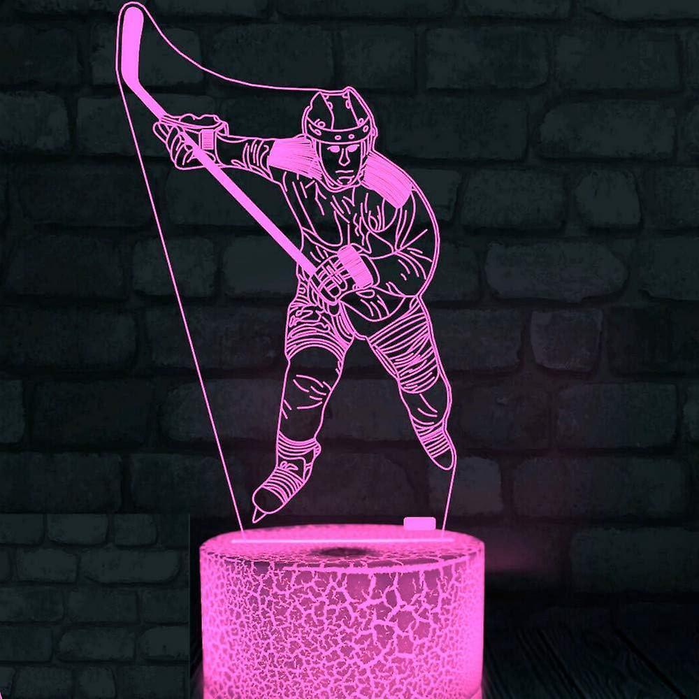 3D Ice Hockey Player Night Light Led Touch Switch Decor Table Desk Optical Illusion Lamps 7 Color Changing Lights LED Table Lamp Xmas Gift - Image 2