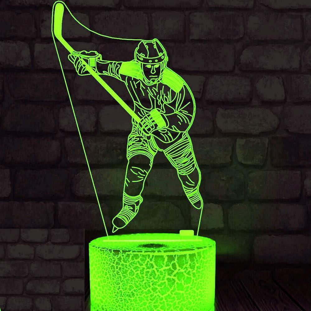 3D Ice Hockey Player Night Light Led Touch Switch Decor Table Desk Optical Illusion Lamps 7 Color Changing Lights LED Table Lamp Xmas Gift - Image 3