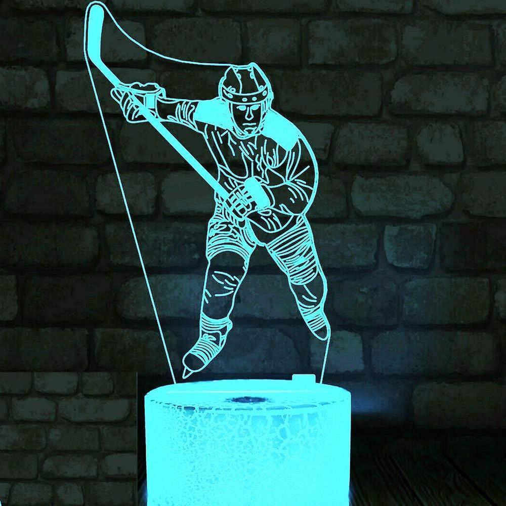 3D Ice Hockey Player Night Light Led Touch Switch Decor Table Desk Optical Illusion Lamps 7 Color Changing Lights LED Table Lamp Xmas Gift - Image 5