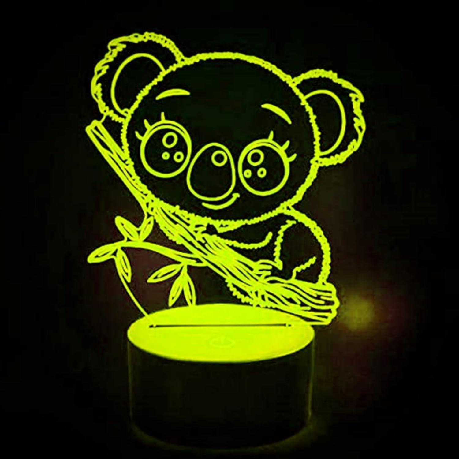 3D Koala Bear Night Light Table Desk Optical Illusion leld Lamps 7 Color Changing Lights LED Table Lamp Xmas Home Love Birthday babies babies Gift - Image 1
