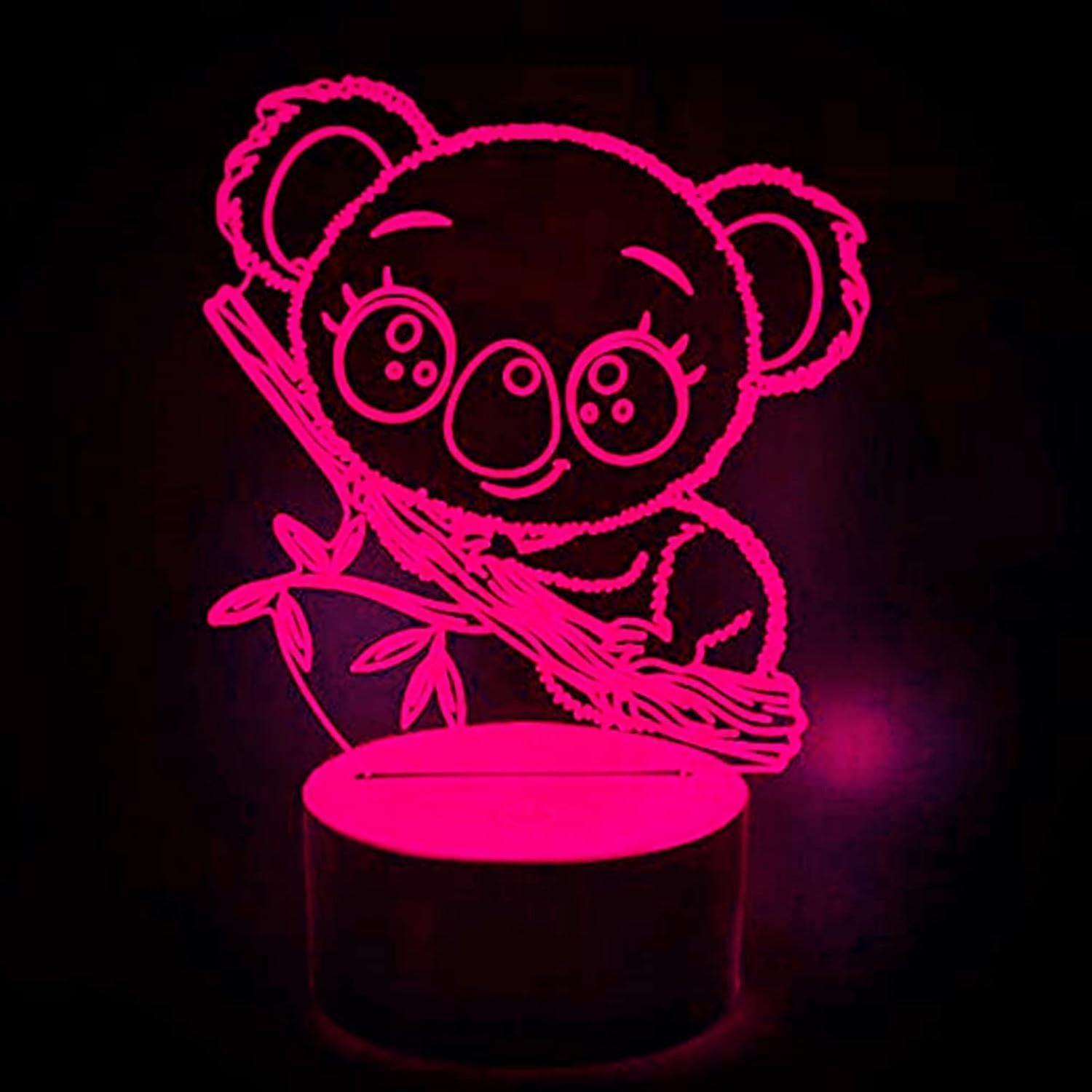 3D Koala Bear Night Light Table Desk Optical Illusion leld Lamps 7 Color Changing Lights LED Table Lamp Xmas Home Love Birthday babies babies Gift - Image 2