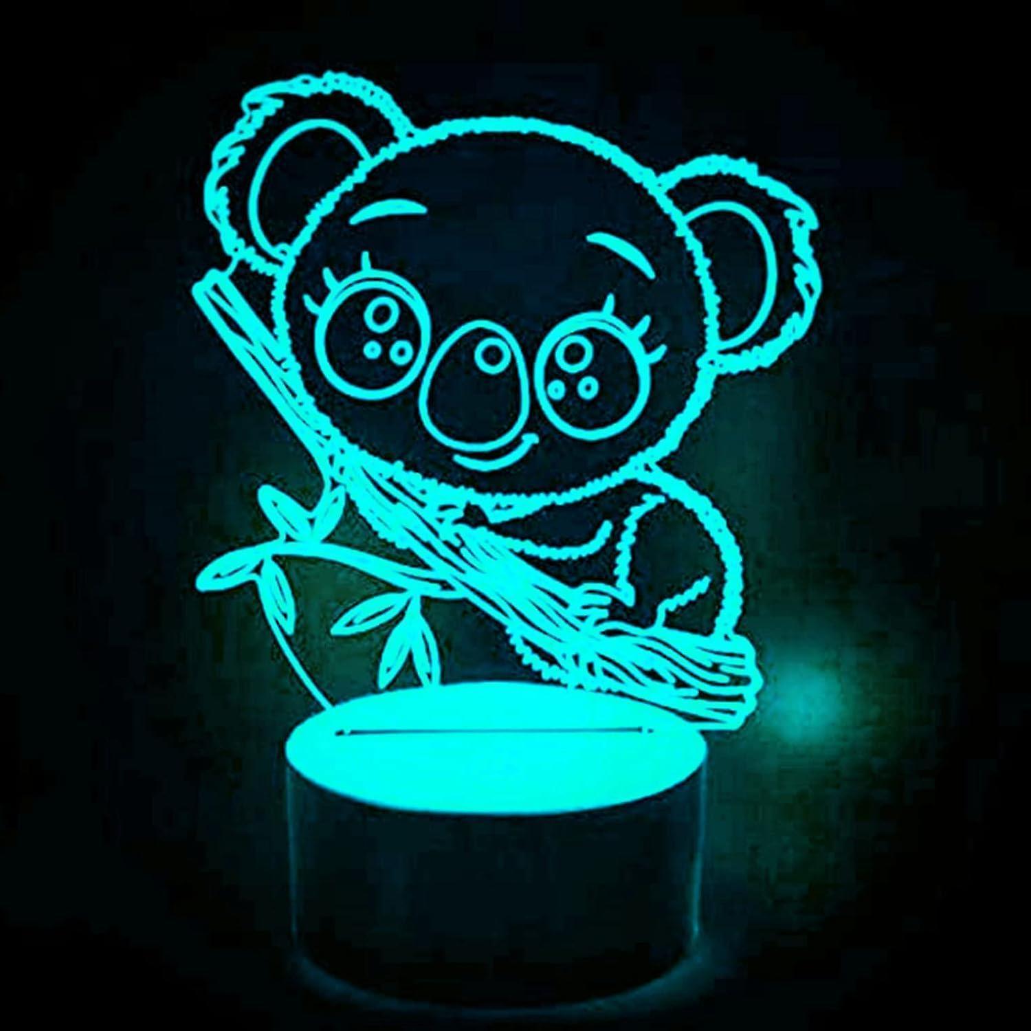3D Koala Bear Night Light Table Desk Optical Illusion leld Lamps 7 Color Changing Lights LED Table Lamp Xmas Home Love Birthday babies babies Gift - Image 4