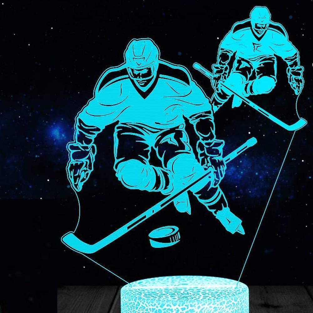 3D Ice Hockey Player Night Light Table Desk Optical Illusion Lamps 7 Color Changing Lights LED Table Lamp Xmas Home Love Birthday babies babies Gift - Image 1