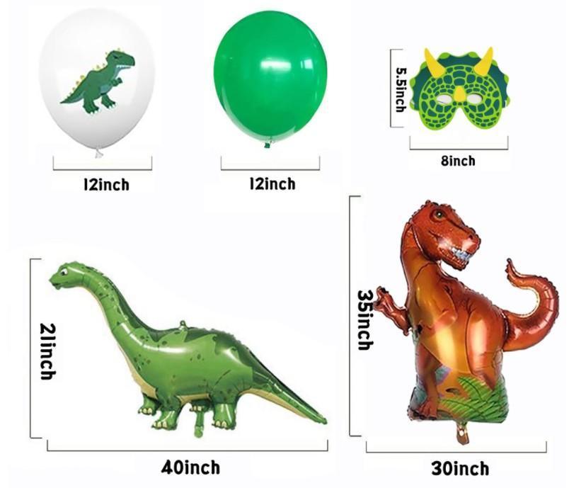 Dinosaur birthday Decoration set, happy birthday garland and large dinosaur foil balloons with cake topper - Image 4