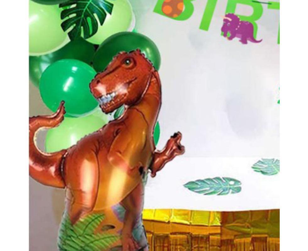 Dinosaur birthday Decoration set, happy birthday garland and large dinosaur foil balloons with cake topper - Image 6