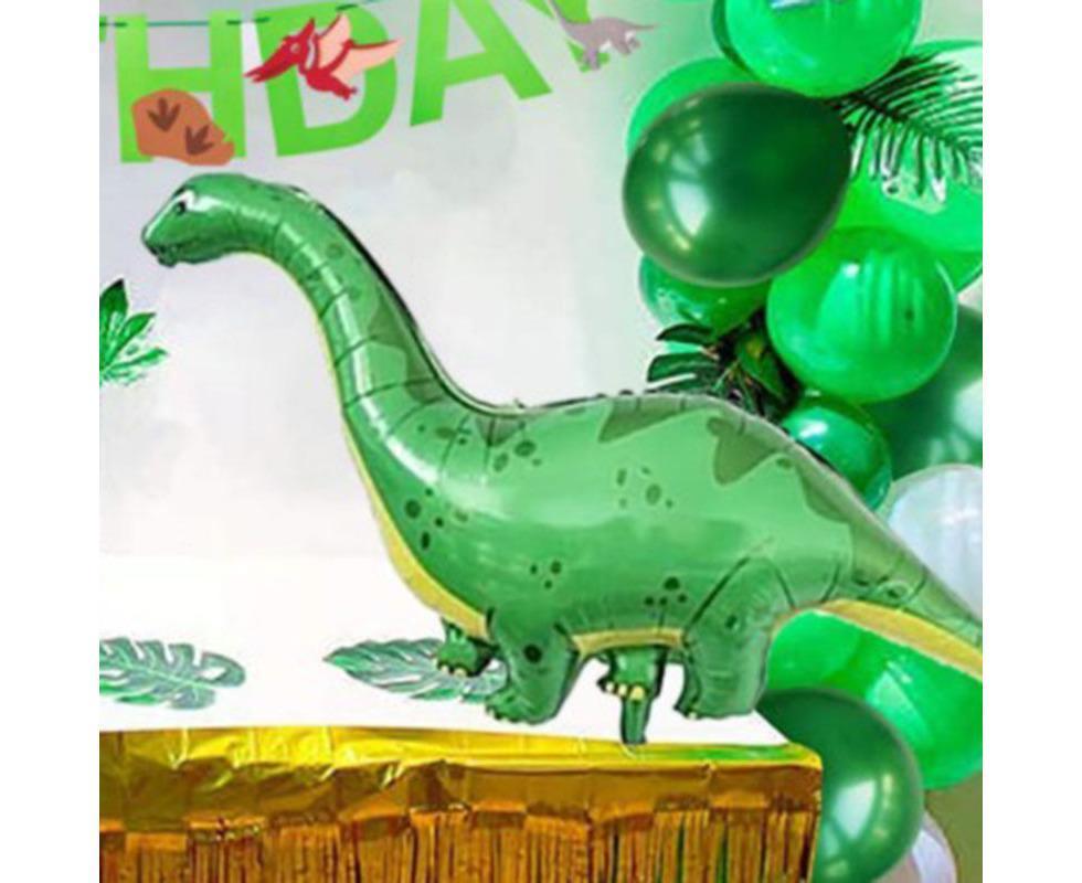 Dinosaur birthday Decoration set, happy birthday garland and large dinosaur foil balloons with cake topper - Image 7
