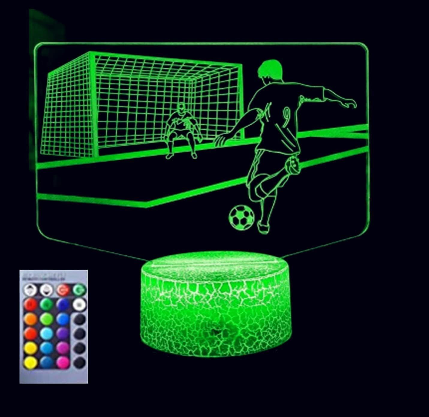 3D Football Soccer Night Light Table Desk Optical Illusion Lamps 16 Color Changing Lights LED Table Lamp Xmas Home Love Birthday babies babies Gift - Image 1