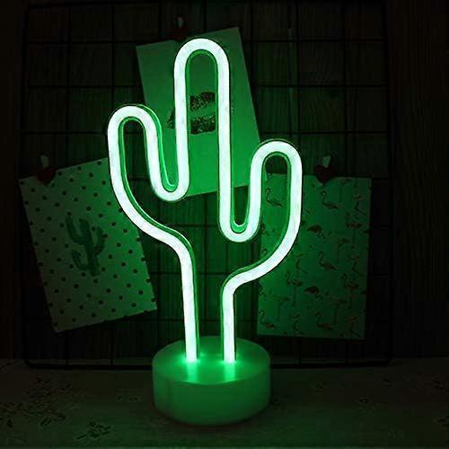 Cactus Neon Sign Night Light Lamp With Holder Base Decorative Marquee Signs Light Battery Operated Wall Decoration - Image 1