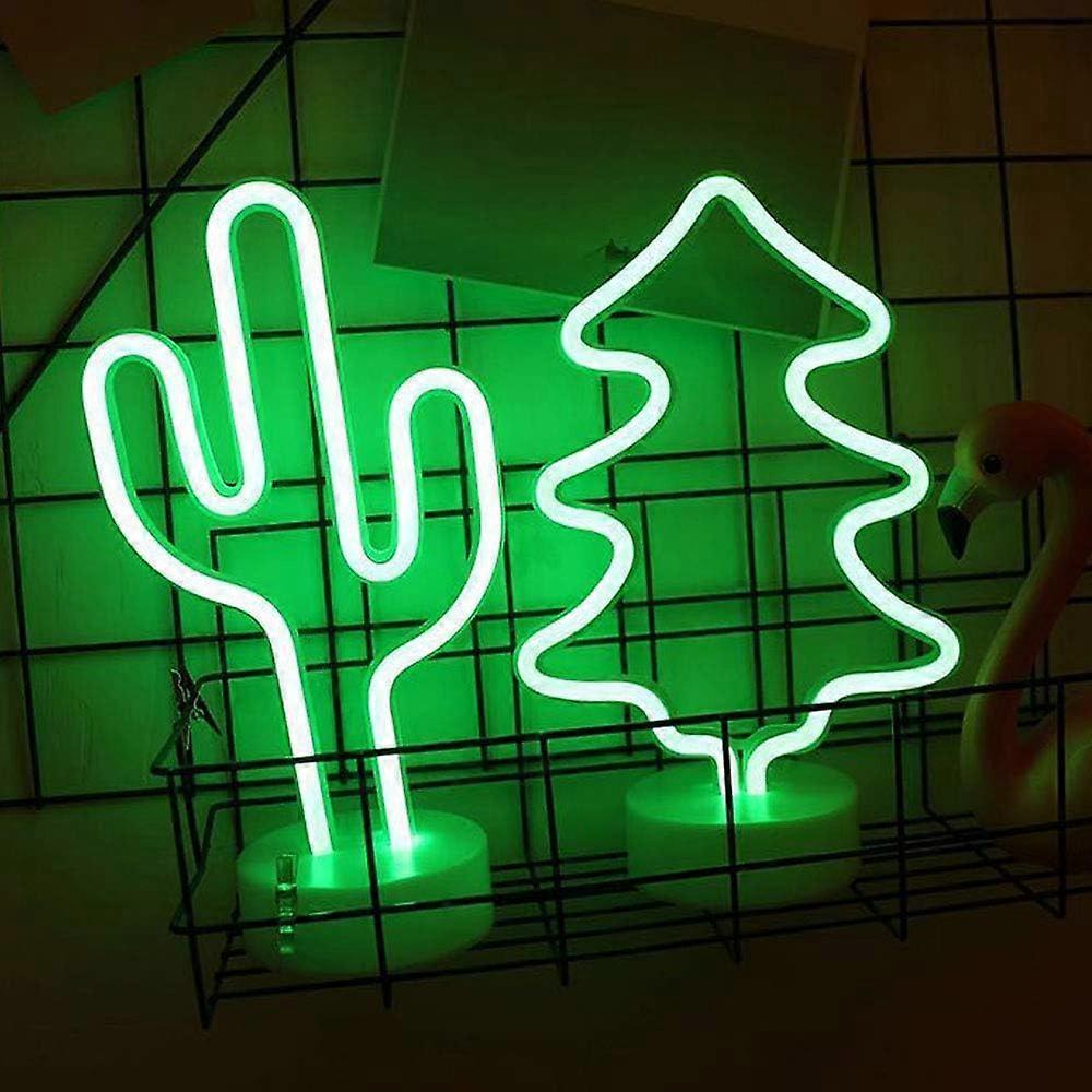 Cactus Neon Sign Night Light Lamp With Holder Base Decorative Marquee Signs Light Battery Operated Wall Decoration - Image 5