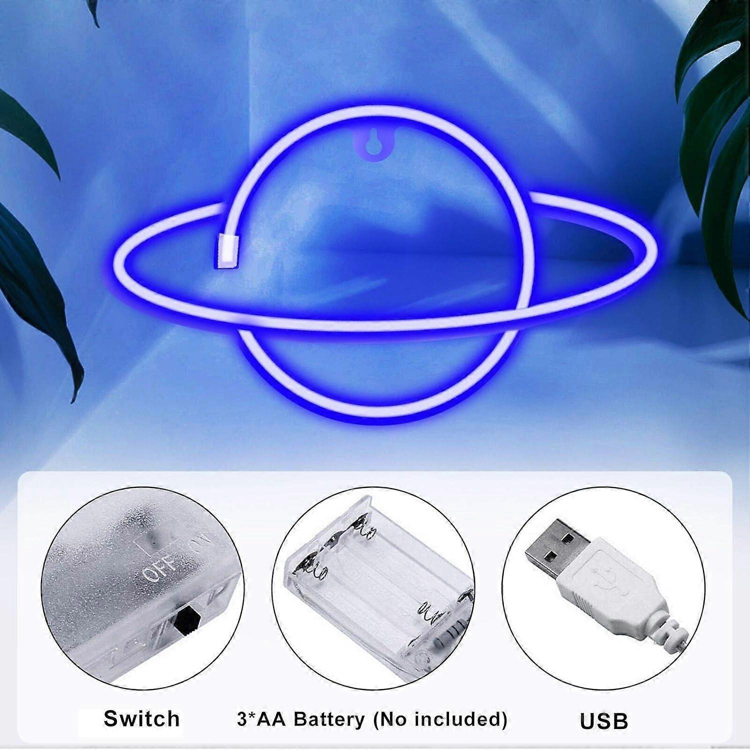 Planet Neon Signs LED Night Light Neon Lights USB Charging/Battery Operated Neon Wall Lights Neon Decorative Lights for Home Bedroom Bar/Christmas/Wed - Image 3