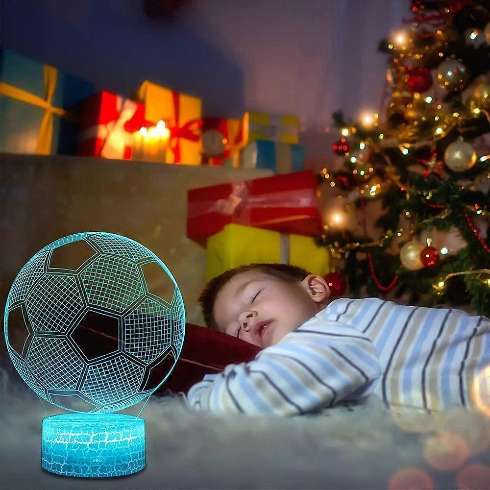 Football 3D Lamp, LED Night Light Illusion Lamps 7 Colors Changing Touch Control USB Optical Desk Lamp, Bedside Lamps for babies Christmas Birthday Best - Image 1