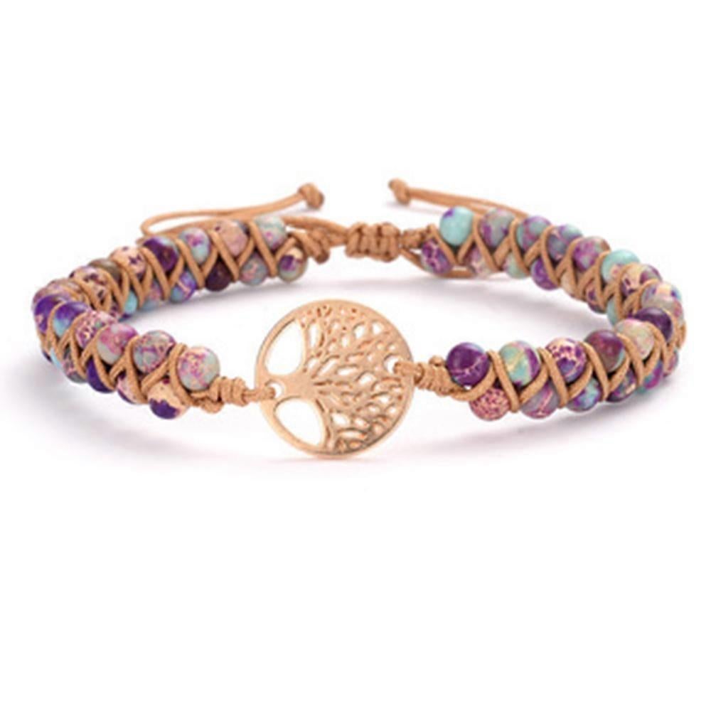 Healing Crystal Bracelets for Women Natural Gemstone Yoga Reiki Chakras Beads Anxiety Tree of Life Lucky Charm Braided Bracelet Adjustable Jewelry - Image 2