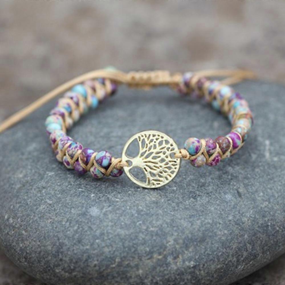 Healing Crystal Bracelets for Women Natural Gemstone Yoga Reiki Chakras Beads Anxiety Tree of Life Lucky Charm Braided Bracelet Adjustable Jewelry - Image 4