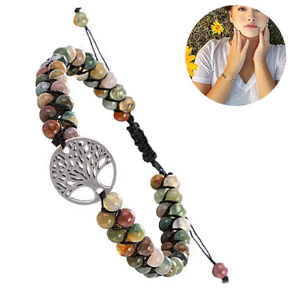 Healing Crystal Bracelets for Women Natural Gemstone Yoga Reiki Chakras Beads Anxiety Tree of Life Lucky Charm Braided Bracelet Adjustable Jewelry - Image 1