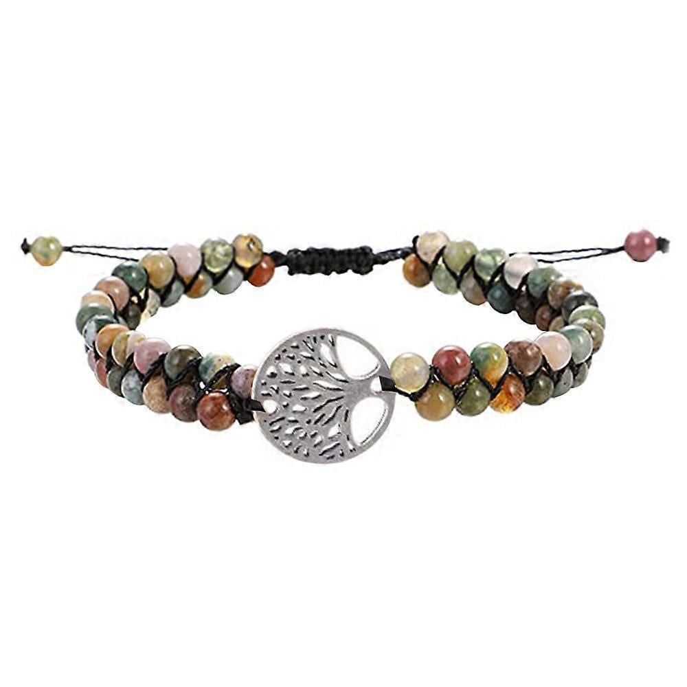 Healing Crystal Bracelets for Women Natural Gemstone Yoga Reiki Chakras Beads Anxiety Tree of Life Lucky Charm Braided Bracelet Adjustable Jewelry - Image 2