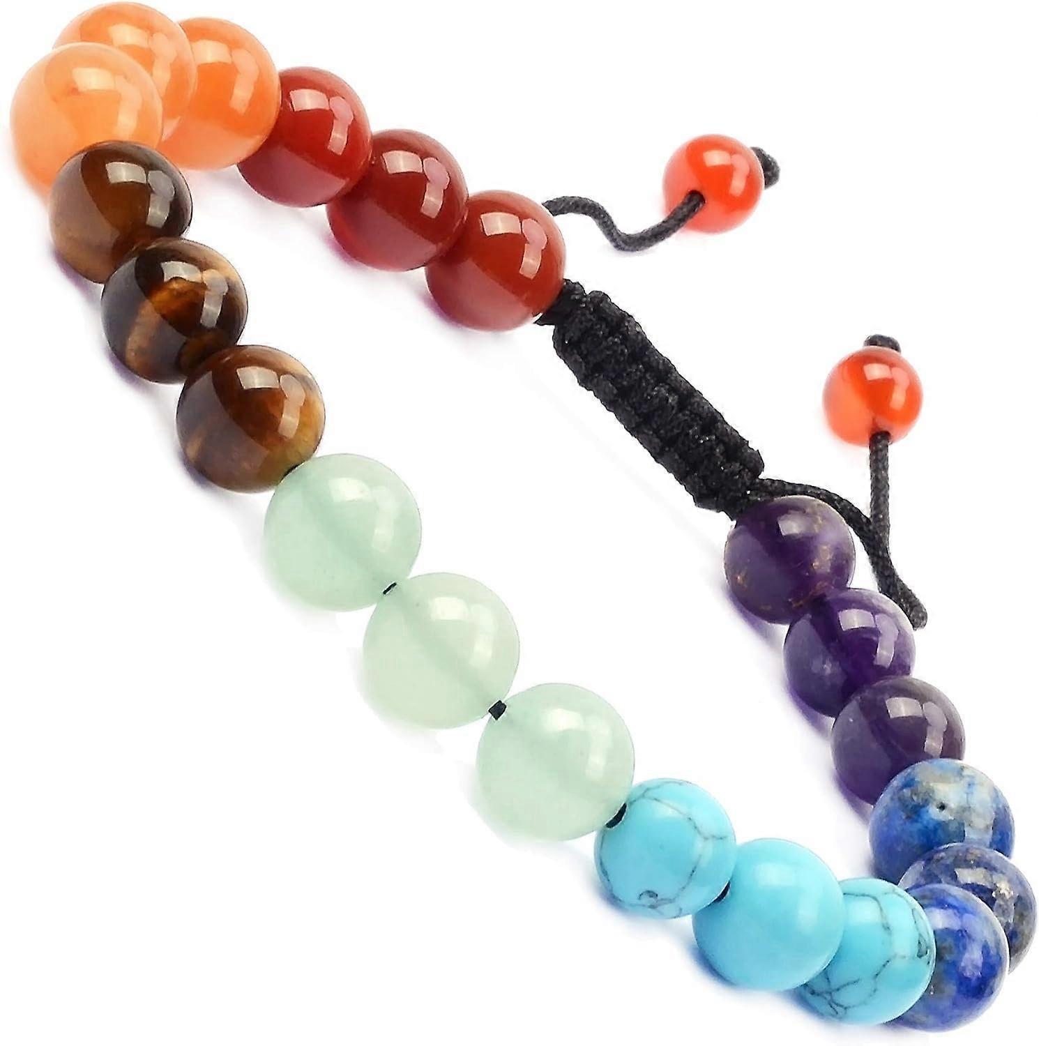 Natural Healing Crystal Gemstone Beads Unisex Adjustable Macrame Bracelets 8mm - Image 4
