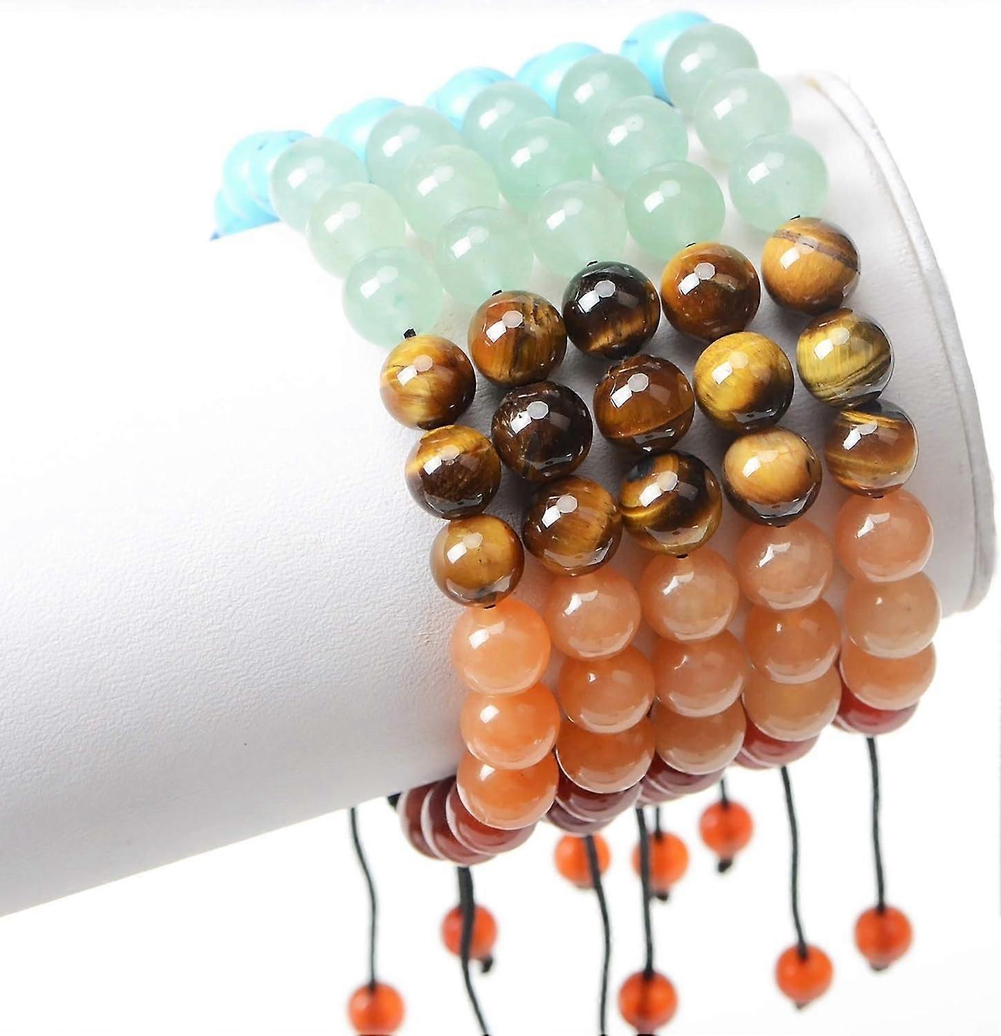 Natural Healing Crystal Gemstone Beads Unisex Adjustable Macrame Bracelets 8mm - Image 5