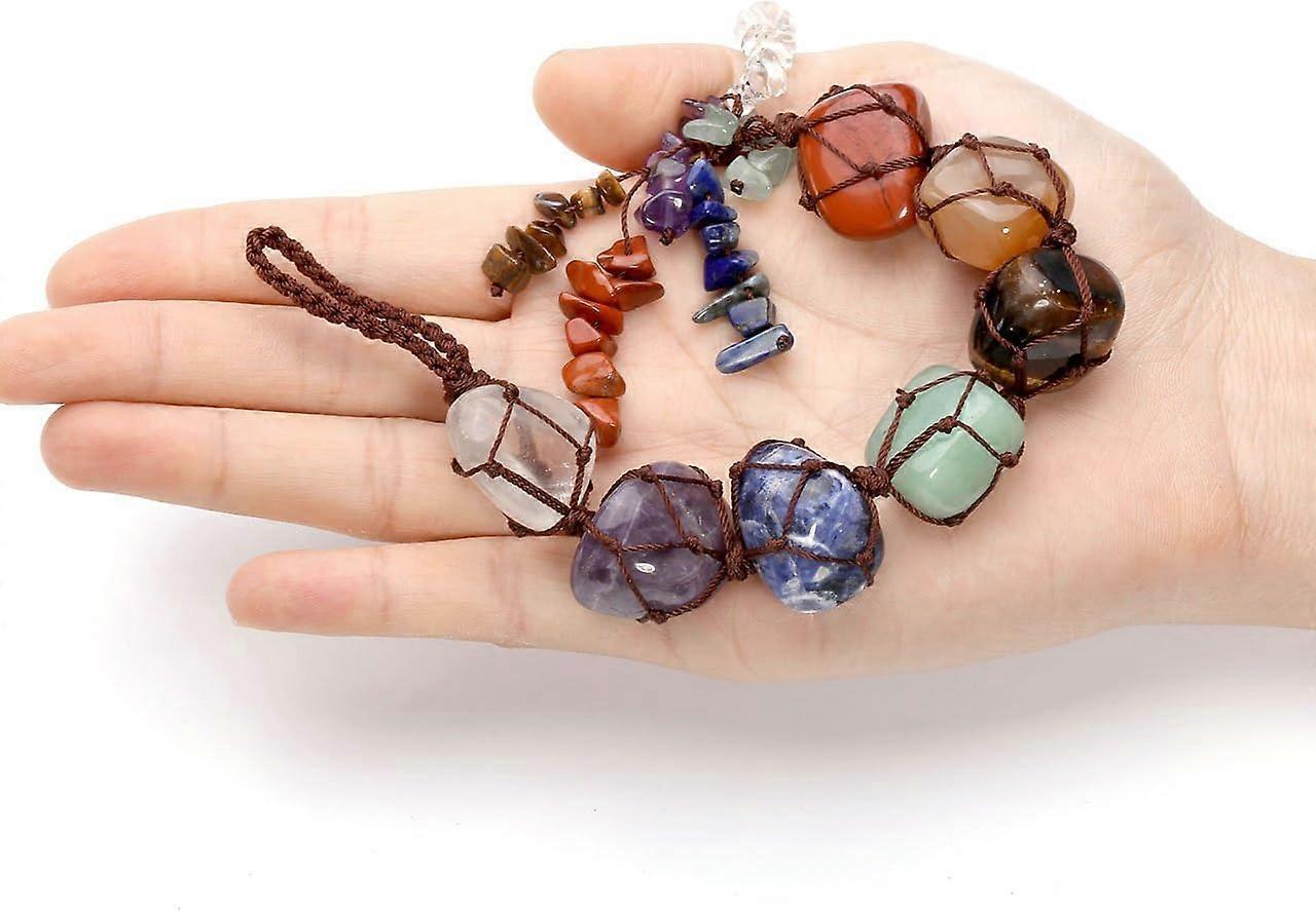 7 Chakra Gemstones Reiki Healing Crystals Hanging Ornament Home Indoor Decoration - Image 1
