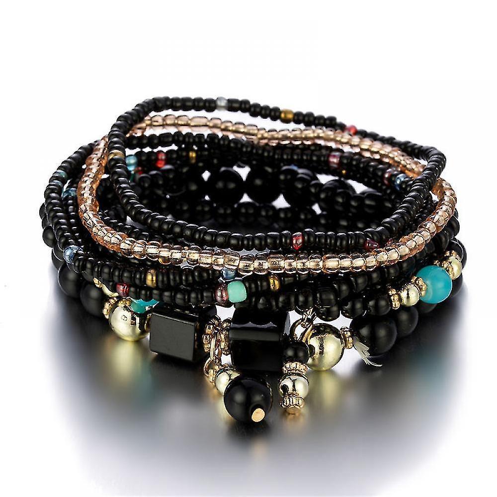 1 Pcs Bohemian Stackable Bead Bracelets, Women's Stretch Multilayer Crystal Beaded Lucky Protection Evil Eye Bracelet Set - Image 1