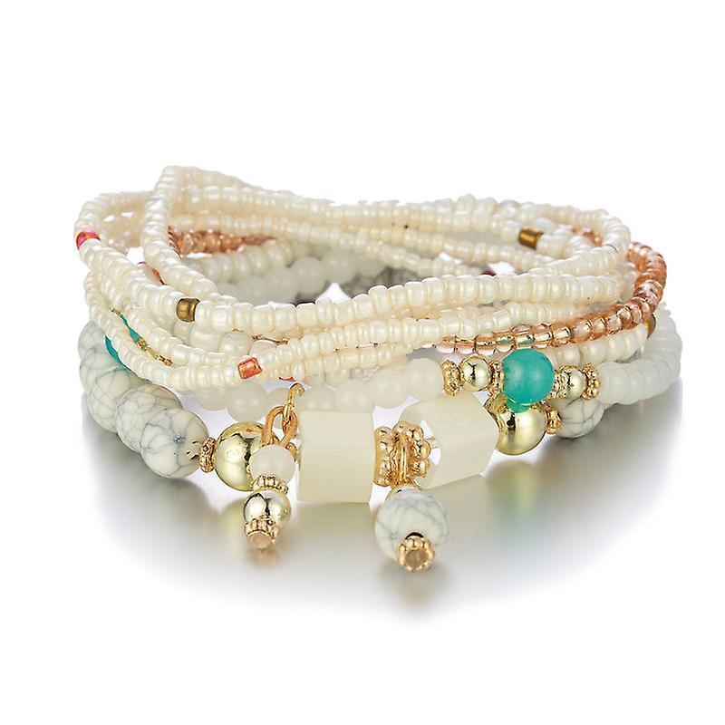 1 Pcs Bohemian Stackable Bead Bracelets, Women's Stretch Multilayer Crystal Beaded Lucky Protection Evil Eye Bracelet Set - Image 1