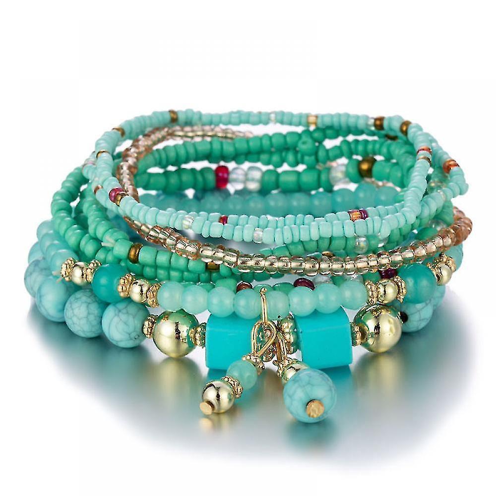 1 Pcs Bohemian Stackable Bead Bracelets, Women's Stretch Multilayer Crystal Beaded Lucky Protection Evil Eye Bracelet Set - Image 1