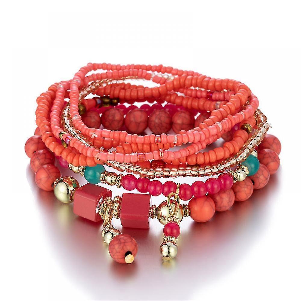 1 Pcs Bohemian Stackable Bead Bracelets, Women's Stretch Multilayer Crystal Beaded Lucky Protection Evil Eye Bracelet Set - Image 1