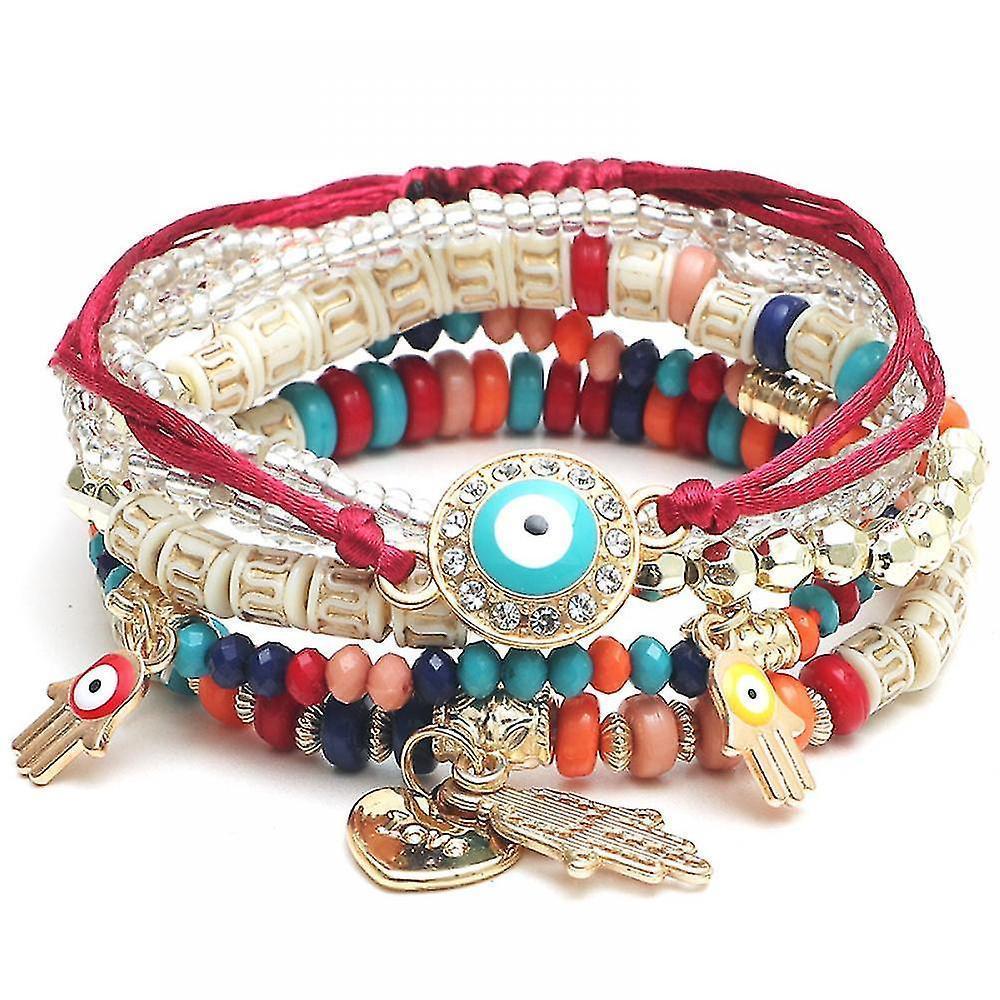 1 Pcs Hand Bracelet Boho Charms Stretch Stackable Bracelet Handmade Multicolor Crystal Beaded Lucky Protection Bangles Strand Bracelet - Image 1