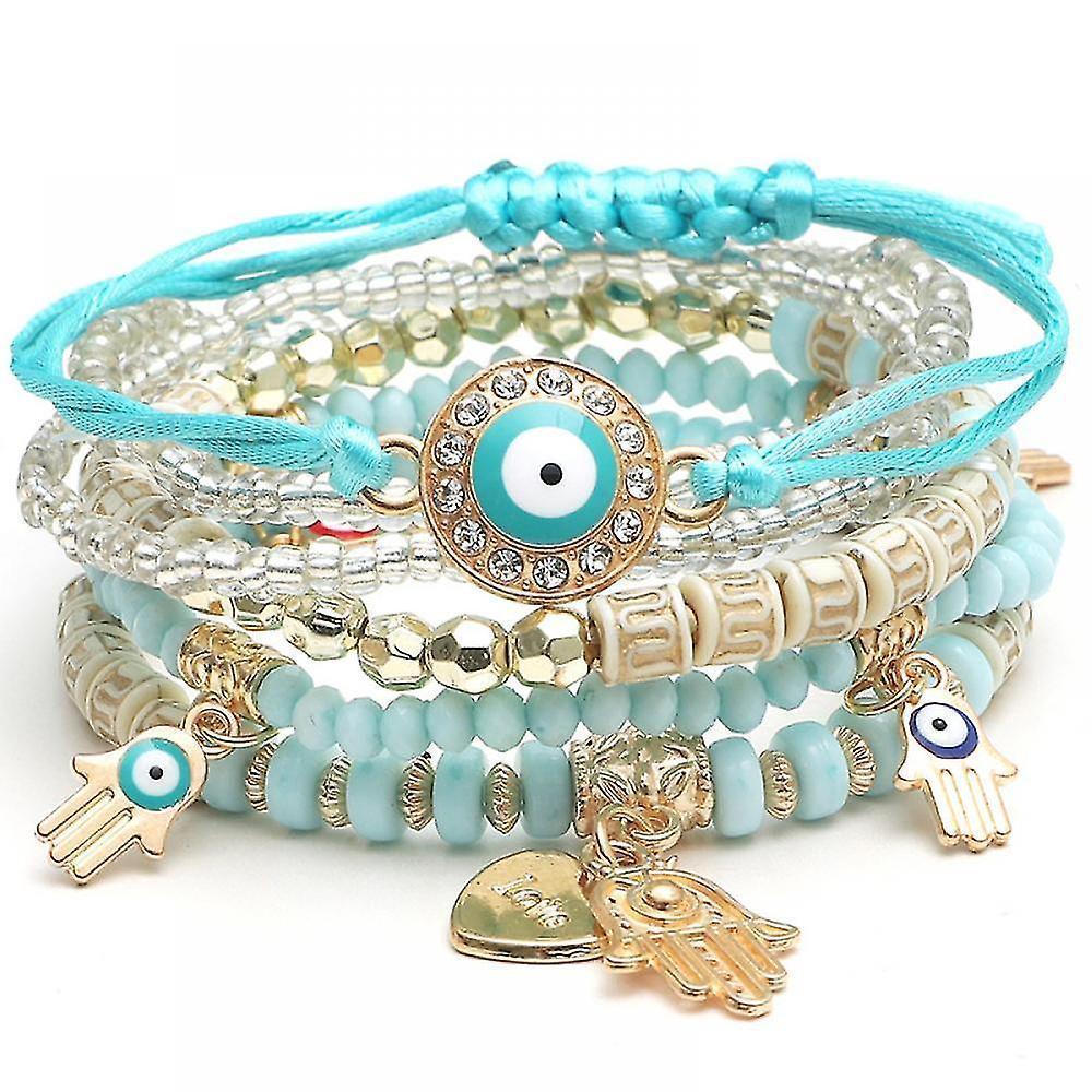1 Pcs Hand Bracelet Boho Charms Stretch Stackable Bracelet Handmade Multicolor Crystal Beaded Lucky Protection Bangles Strand Bracelet - Image 1