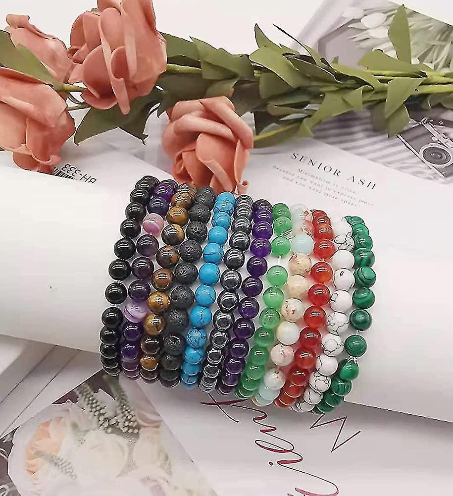 12pcs 6mm Gemstone Beaded Bracelets For Women Tiny Crushed Stone Crystal Bracelet Beaded - Image 5