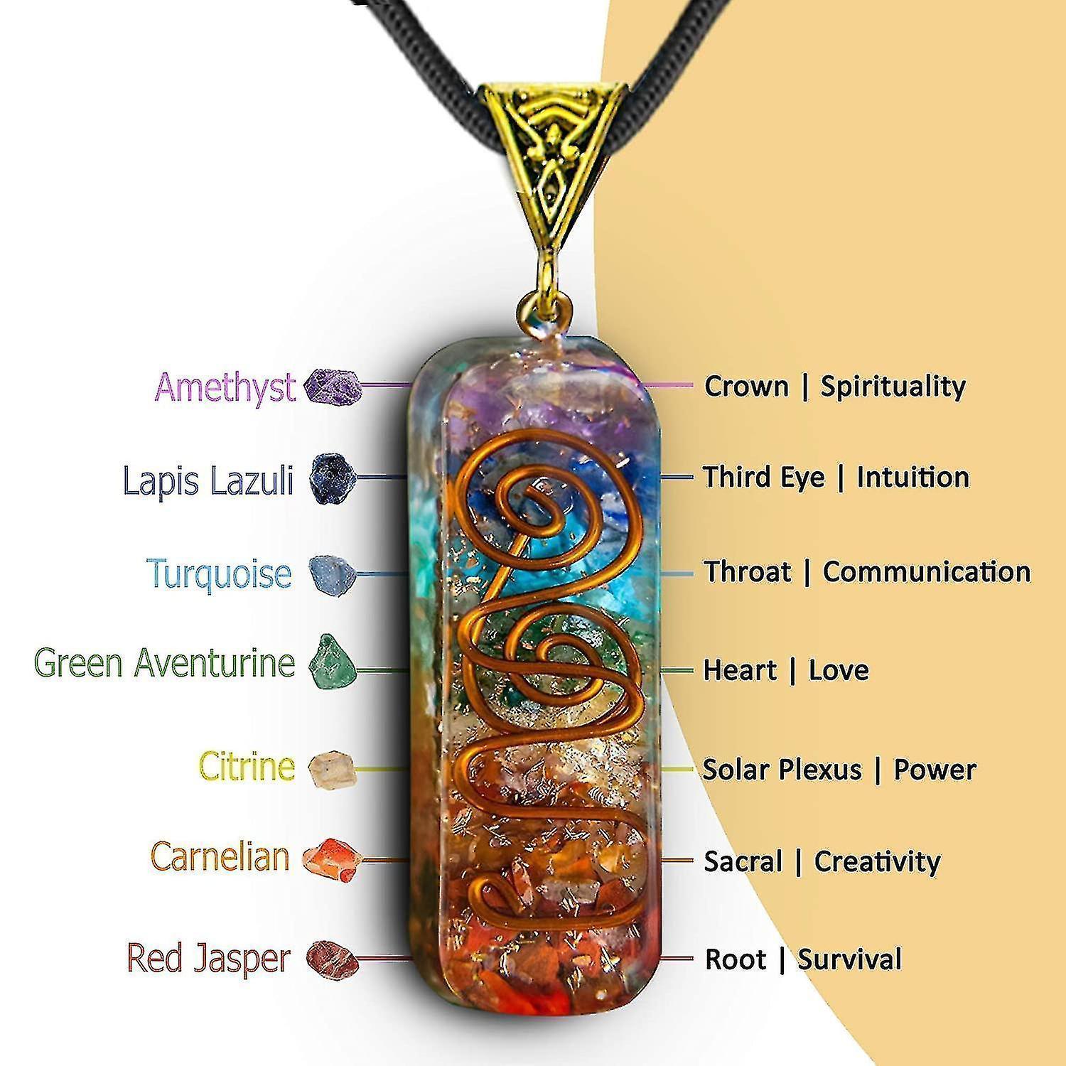 Necklace Handmade Healing Orgone Pendant Crystal Necklace Spiritual With Adjustable Cord For Men Women Positive Energy, Meditation - Image 2