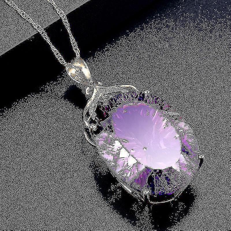 Amethyst Pendant European And American Creative Shape Amethyst Pendant Micro-set 14k Gold Crystal Necklace - Image 4