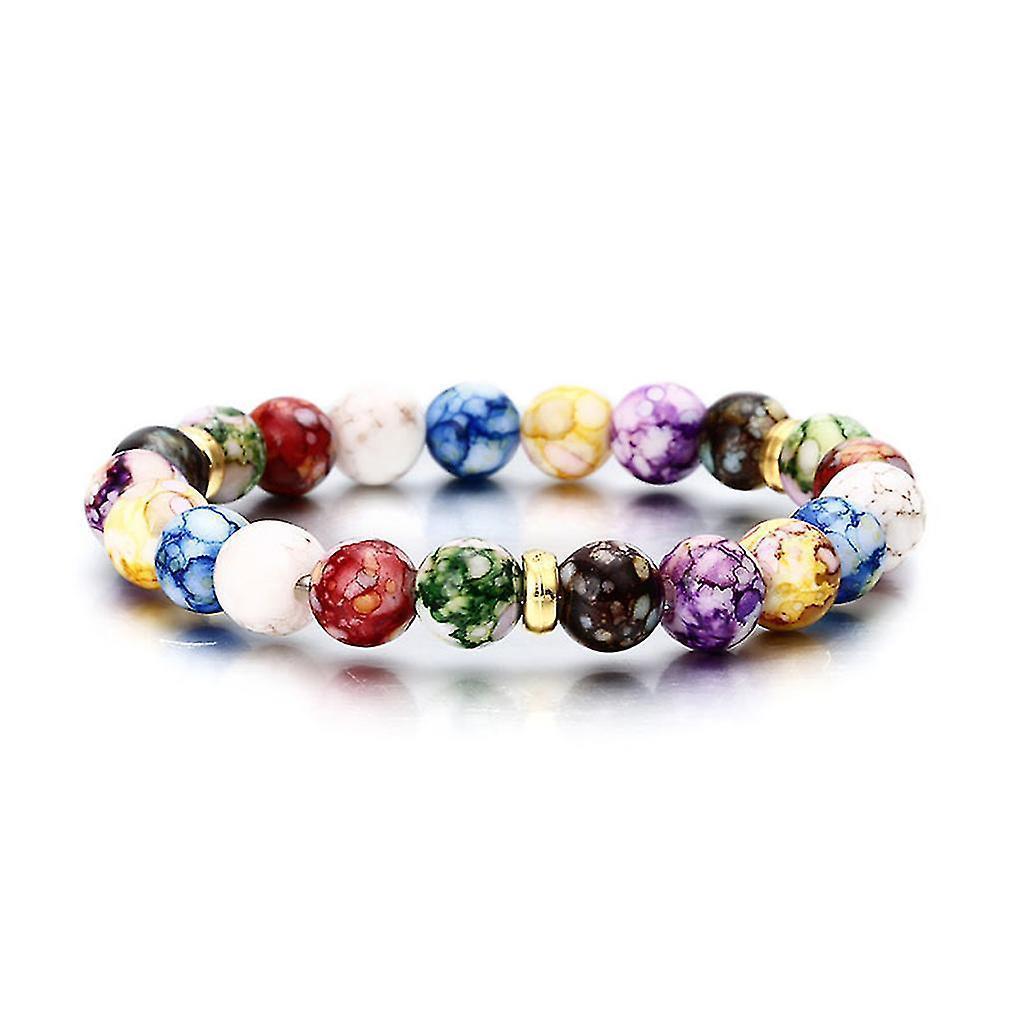 Colorful Beads Rainbow Healing Crystal Chakra Yoga Hologram Bracelets For Women - Image 2